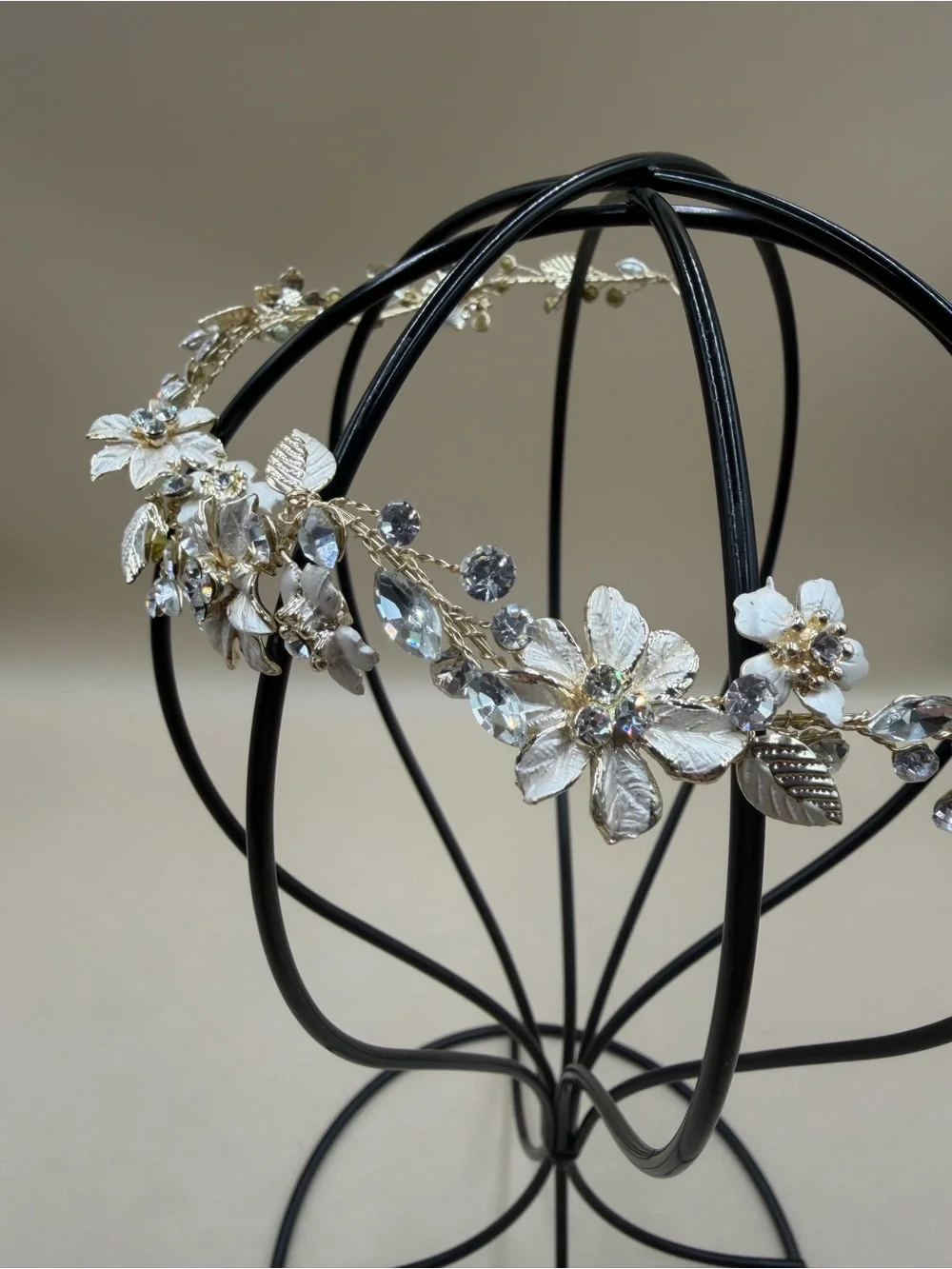 Gold Floral Crystal Bridal Hair Vine Wedding Headpiece NWT